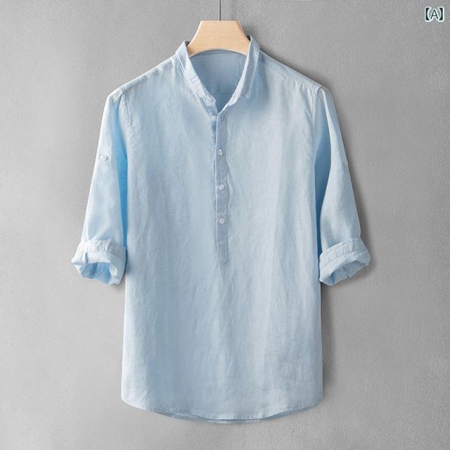 M メンズ ファッション 服 男性用 オシャレ シンプル 大人 かっこいい 大きいサイズ ストリート 紳士服 夏 スモール リネン 半袖 シャツ フル リネン 半袖 シャツ 通気性 綿 リネン 半袖 トップス