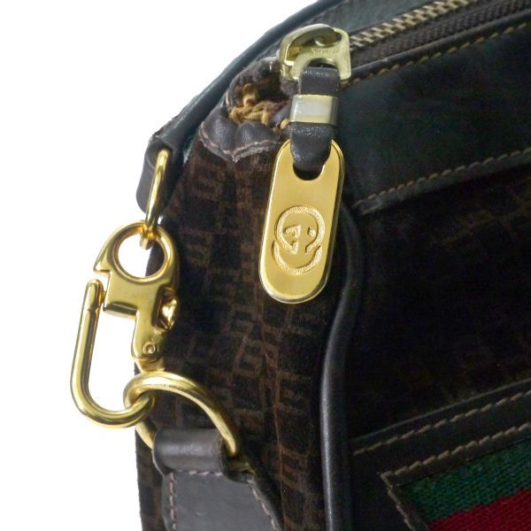 OLD Gucci レア スエード×シェリー スクエアGGボストンバッグ