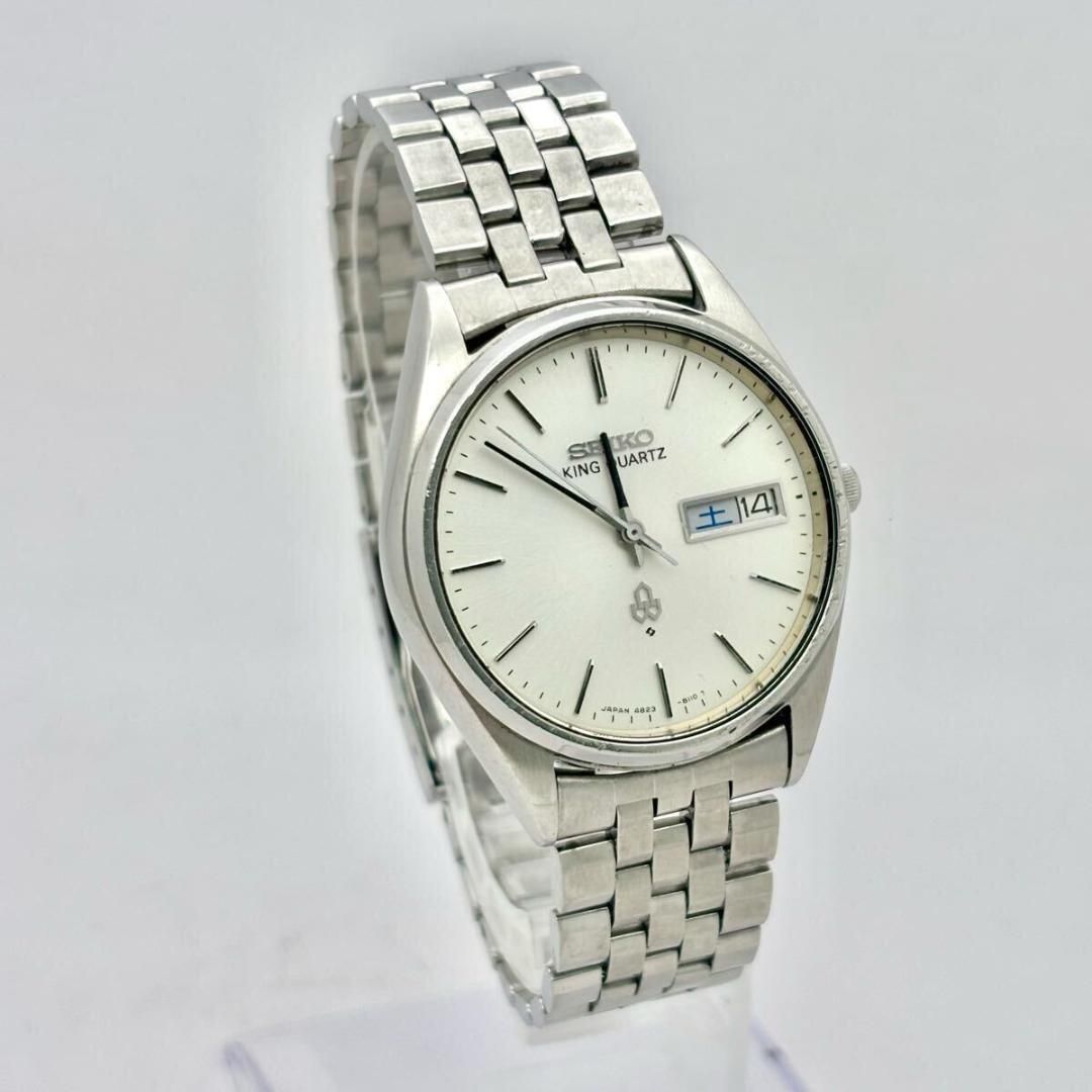新品電池】 SEIKO キングクォーツ デイデイト シルバー メンズ 腕時計
