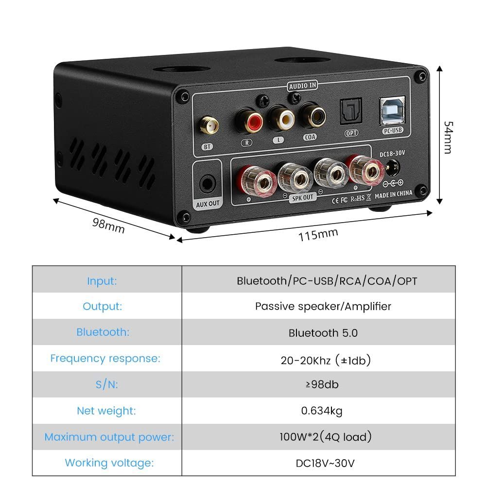 DACステレオHiFiホームオーディオデジタルアンプ