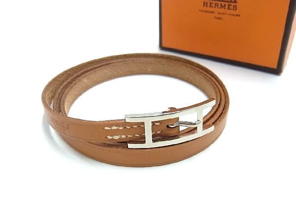 □新品□未使用□ HERMES エルメス アピ3 レザー シルバー金具 ロング