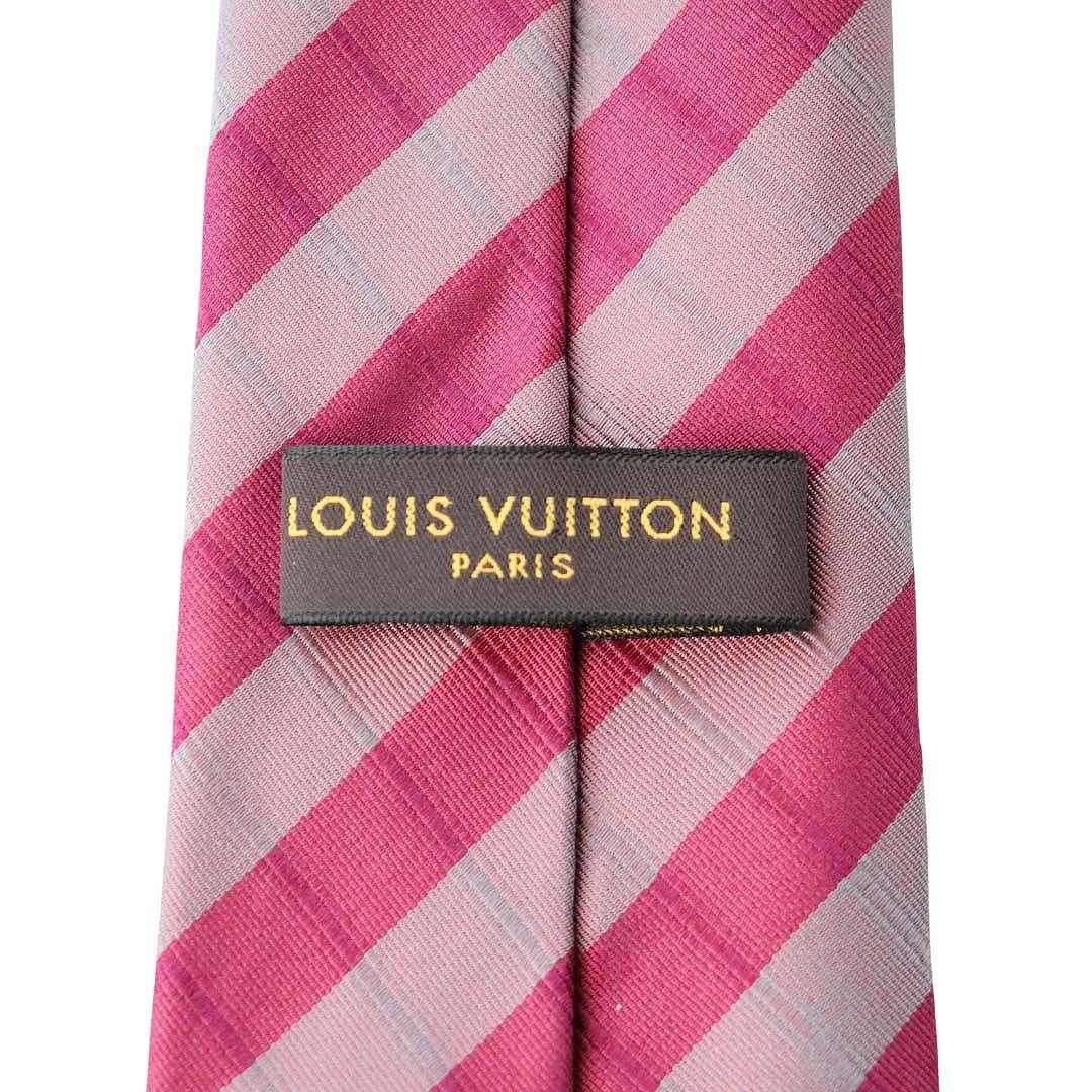 LOUIS VUITTON ルイヴィトン ストライプ LVロゴ刺繍 ネクタイ