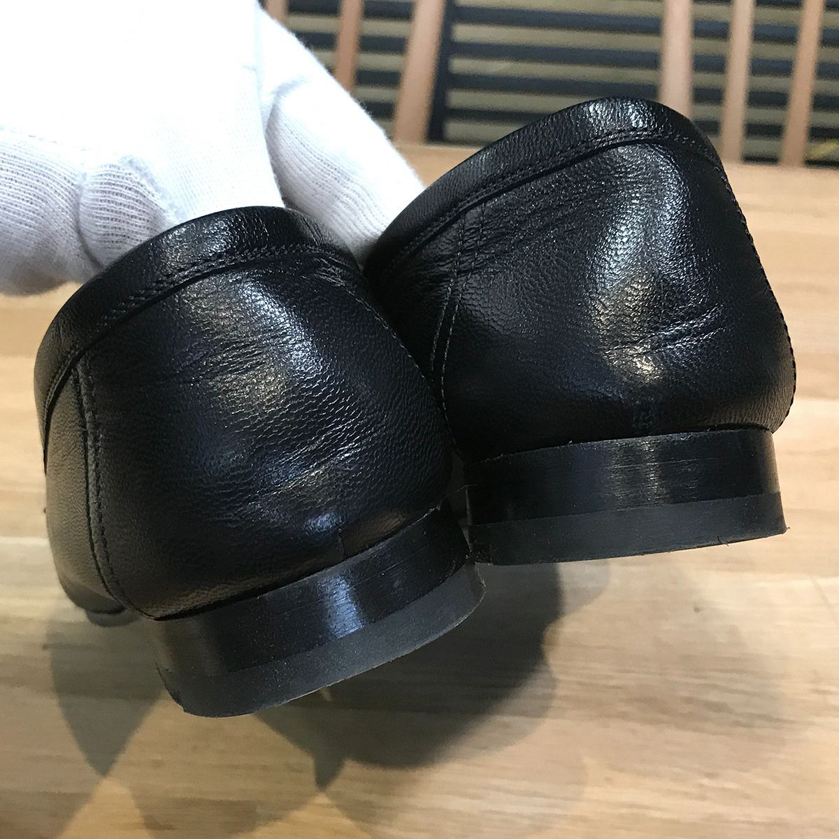 良品】エルメス モカシンパリ ローファー ブラック シルバー金具 36.5 