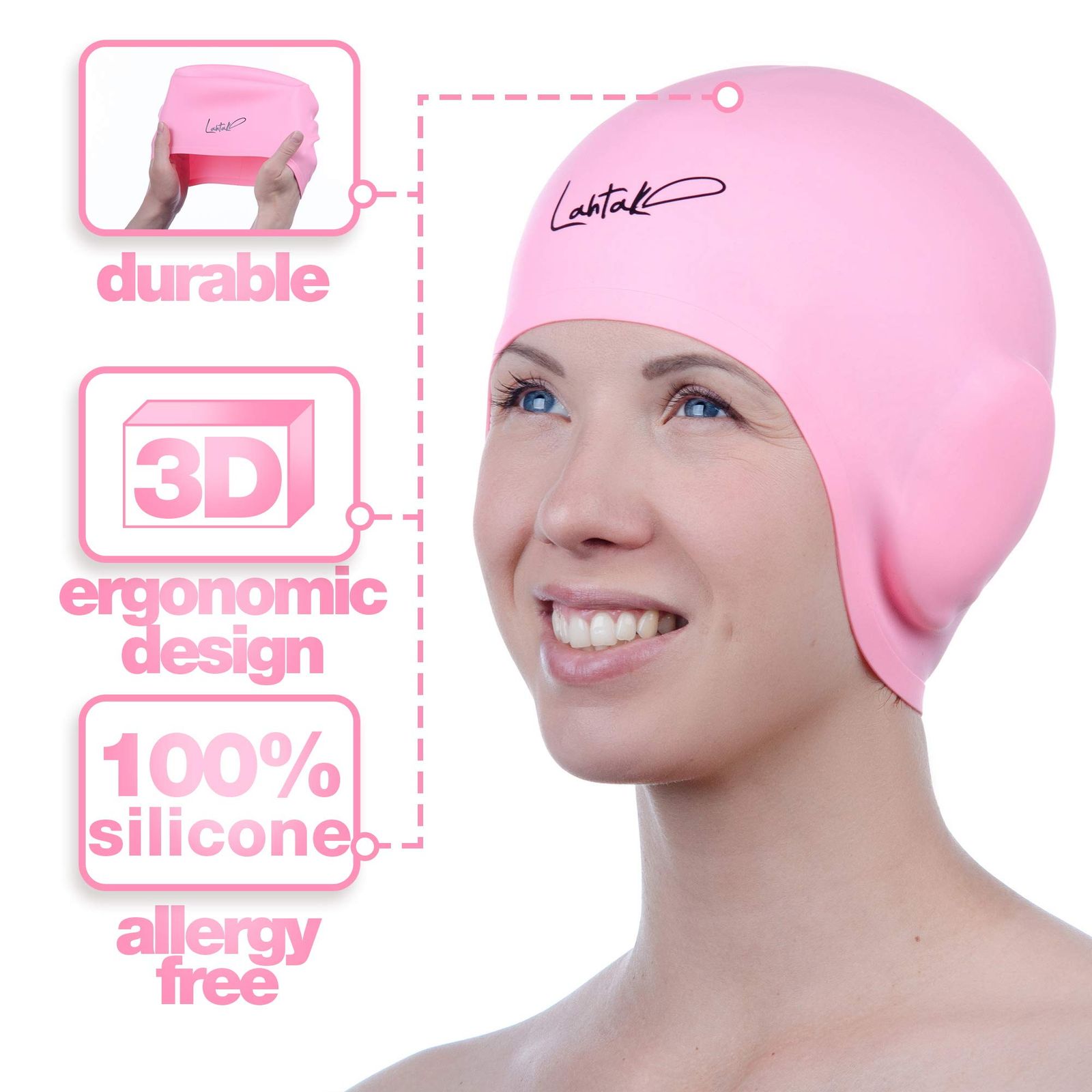 ✨残り1点✨　スイムキャップ　耳保護　大人用　ピンク　Sサイズ　ロングヘアー Amazon | 2 パック スイムキャップ 女性用 スイミング