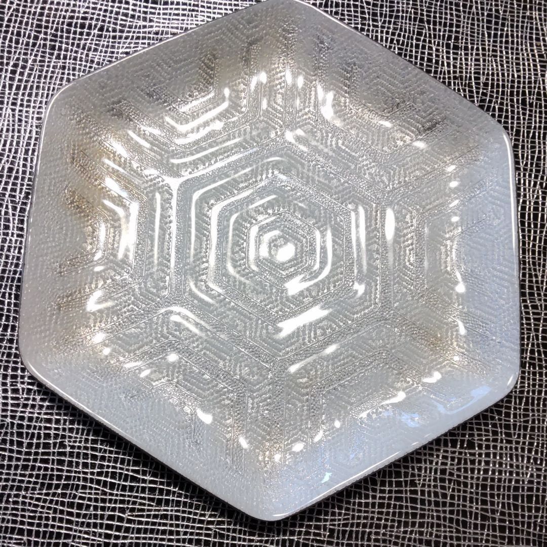 tutanka ツタンカ 七宝 皿 六角 雪の結晶 白 銀 銘々皿 伝統工芸 