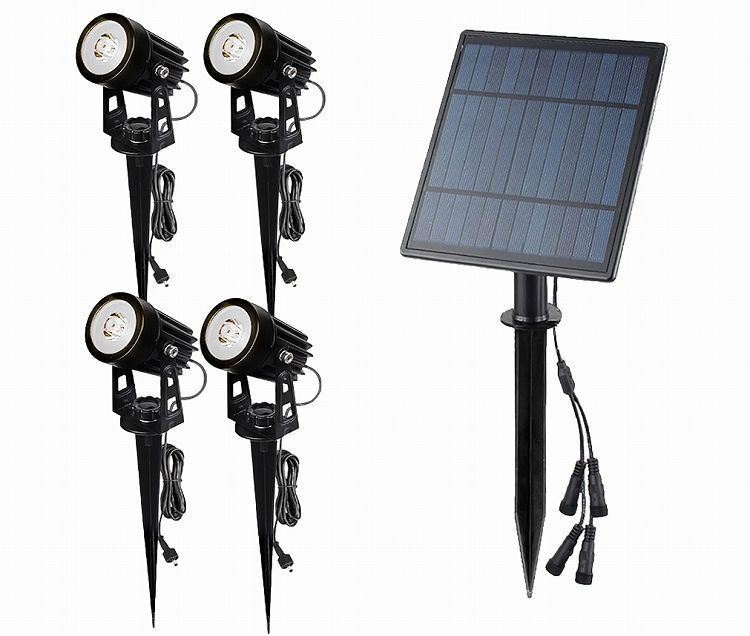 ガーデンライト ソーラーライト 4灯 屋外 明るい 防水 LEDスポットライト センサーライト 高輝度 壁掛けライト 太陽光ライト 庭園灯 防犯