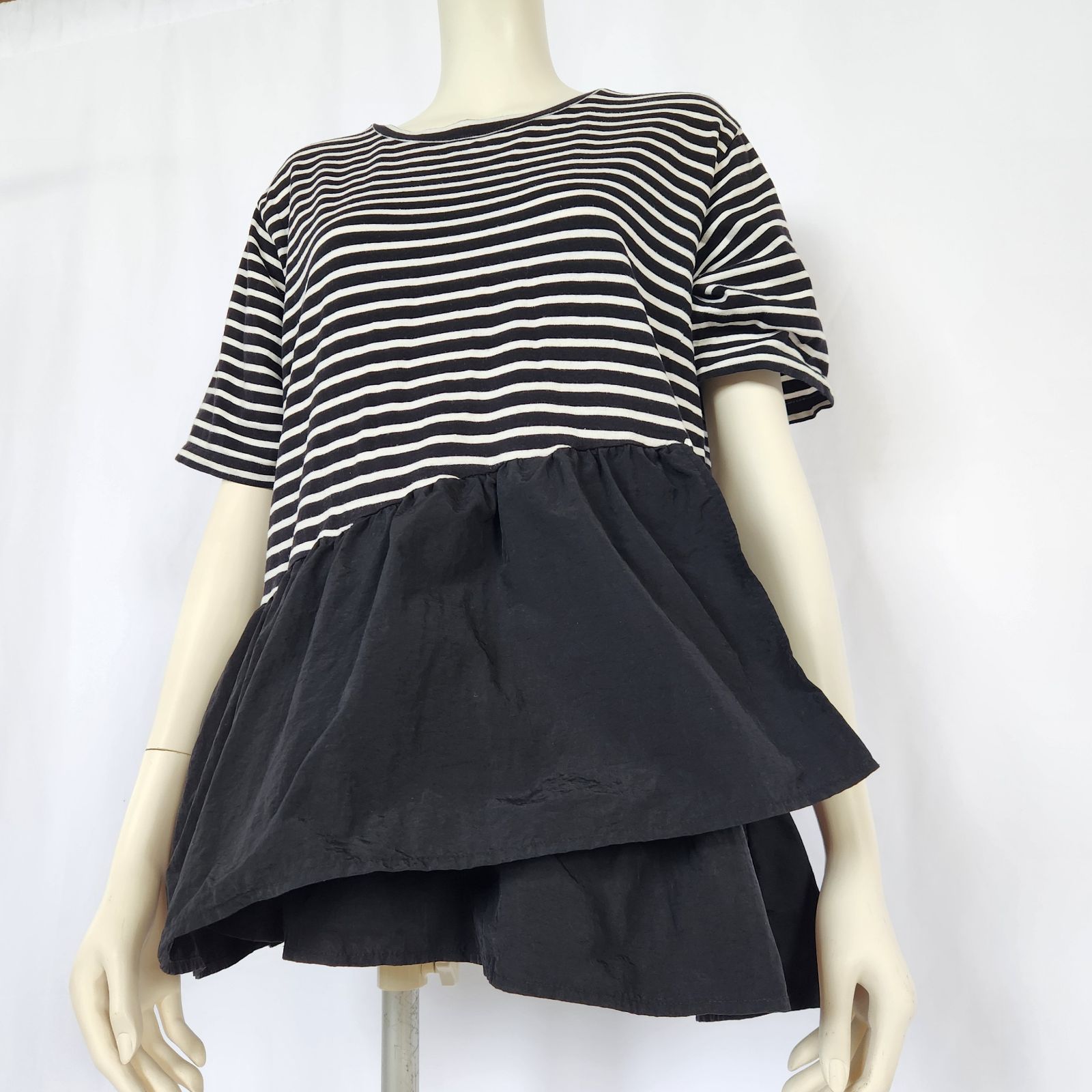 新品　NOLLEY'S　フレアカットソー ノーリーズ NOLLEY'S アシメ切替フレアカットソー 切替ナイロン