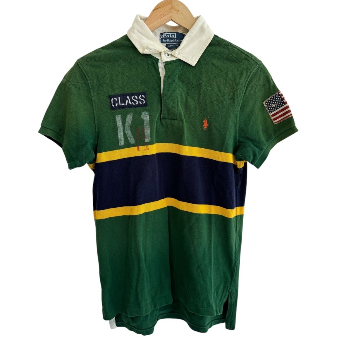 POLObyRalphLauren(ポロラルフローレン) 半袖ポロシャツ サイズS メンズ - グリーン×ダークネイビー×ダークイエロー