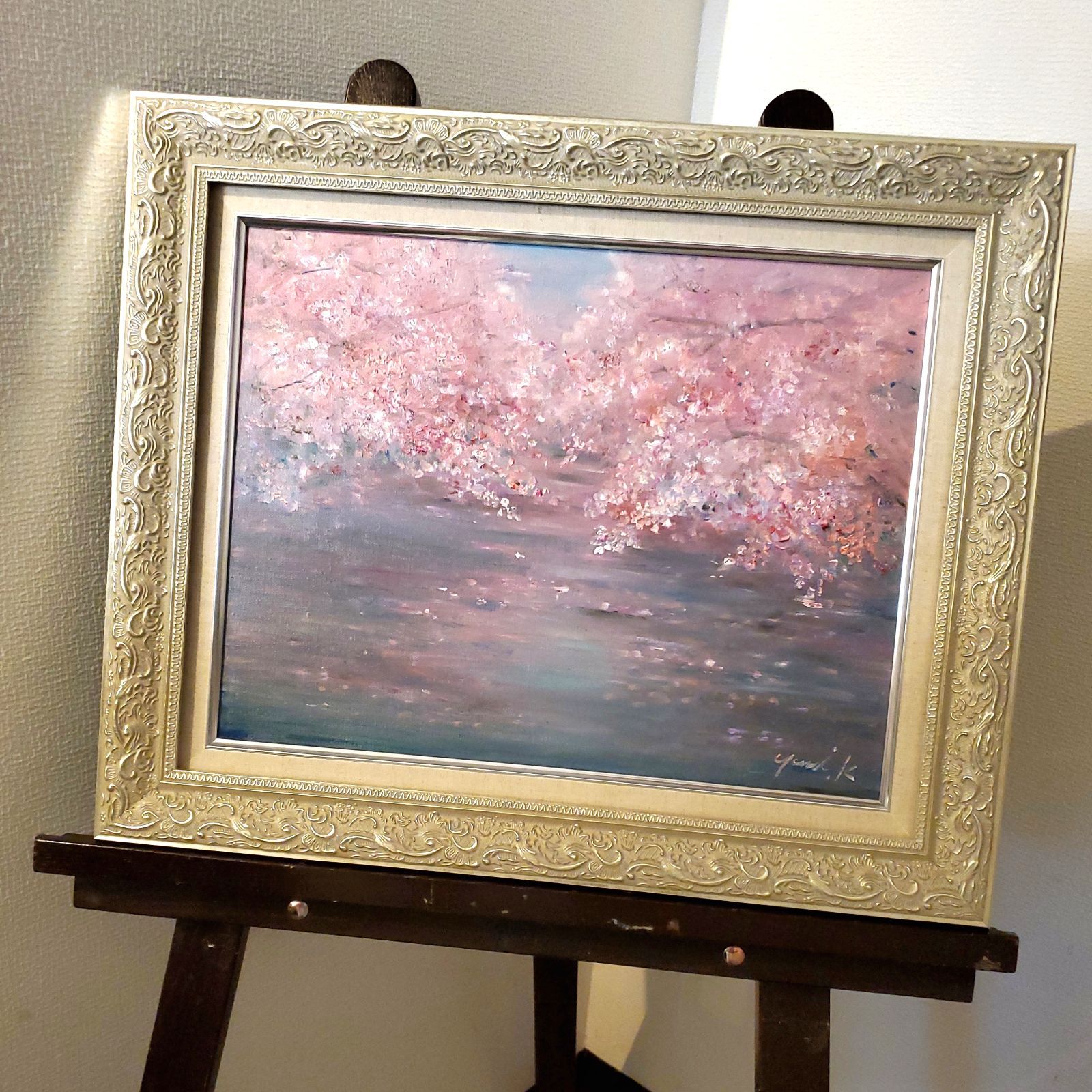 Ｆ6 油彩画　工藤晴巳　水ぬるむ里 F6 油彩画 工藤晴巳 水ぬるむ里