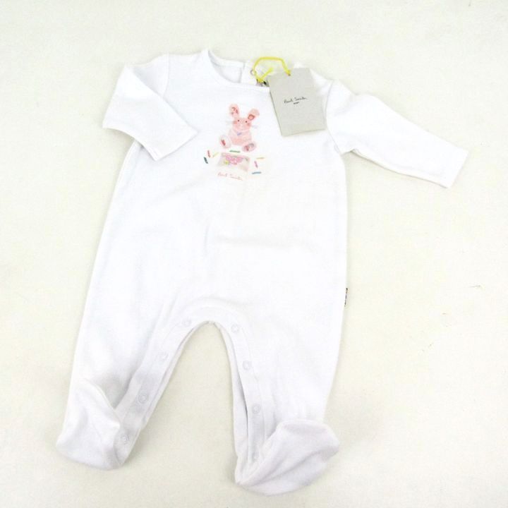 ポールスミス ロンパース カバーオール ウサギ柄 コットン ベビー 女の子用 3Mサイズ ホワイト Paul Smith 【中古】