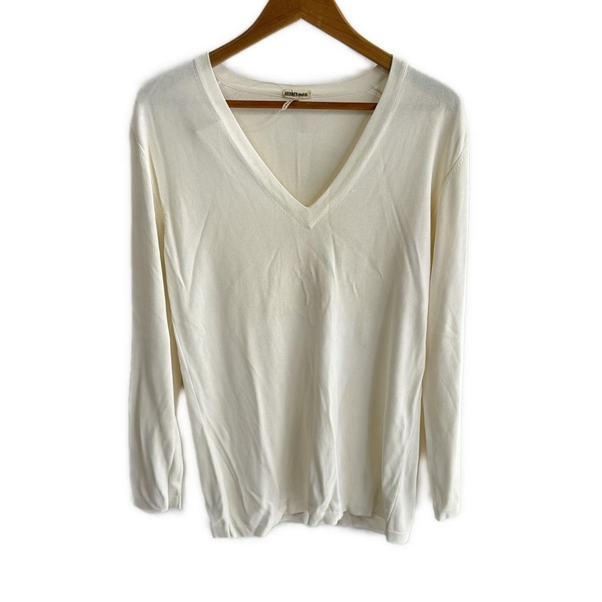HERMES(エルメス) 長袖セーター サイズXS メンズ - アイボリー Vネック  