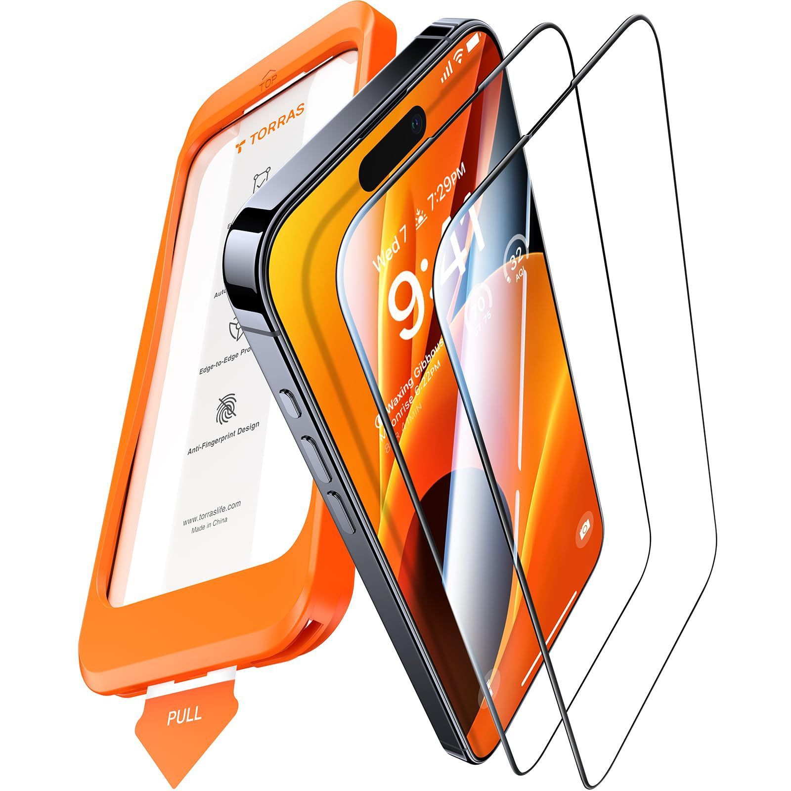 激安大特価，お買い得 「米軍規格・宇宙航空材料」TORRAS iPhone15ProMax 専用 ガラスフィルム 全面保護 強化極細黒縁 9H越え 貼り付け簡単 さらさら 気泡レス 2枚セット 6.7インチ アイフォン15プロマックス 用 フィルム その他