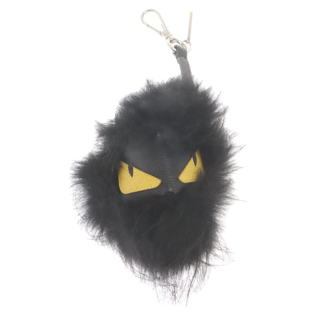 FENDI (フェンディ) バグズアイ ポンポン ファー チャーム ストラップ ブラック
