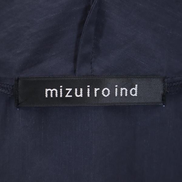 ミズイロインド フード付き 薄手ロング コート 紺 mizuiro ind 日本製 レディース   【221203】