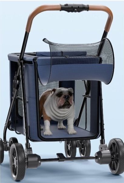 ペットカート 犬用 キャリーカート犬用ベビーカー 360°回転 多頭用 多機能 軽量 組み立て簡単 旅行 小型犬老犬 飛び出し防止 グレー