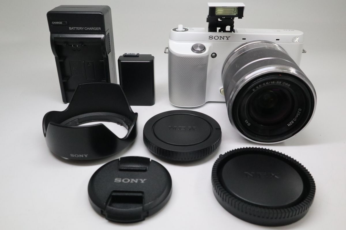 Sony ソニー NEX-F3 ホワイトボディ デジタルミラーレス一眼カメラ E 18-55mm F|3.5-5.6 OSS f01789