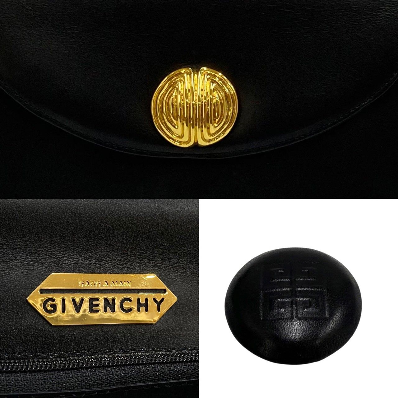 極 美品 付け替えロゴ付 GIVENCHY ジバンシィ 4G ロゴ 金具 レザー 本