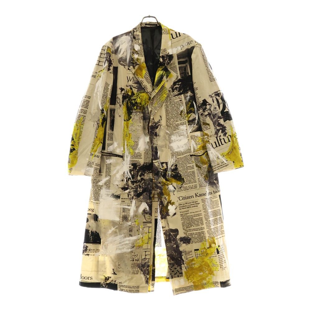 Yohji Yamamoto POUR HOMME ヨウジヤマモト プールオム 22SS LOOK28 朝倉優佳ペイントデザイン ニュースペーパー変形コットンロングコート HG-J42-032 マルチ