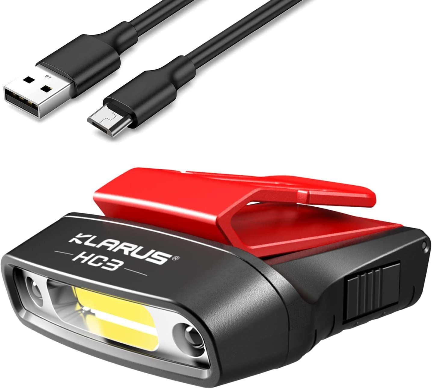 【人気商品】LEDクリップオンキャップ軽量キャップライトヘッドランプ、センサー制御付きの白と赤のライト、5つの調光可能モード、狩猟、キャンプ、釣り用 HC3 防水機能 KLARUS