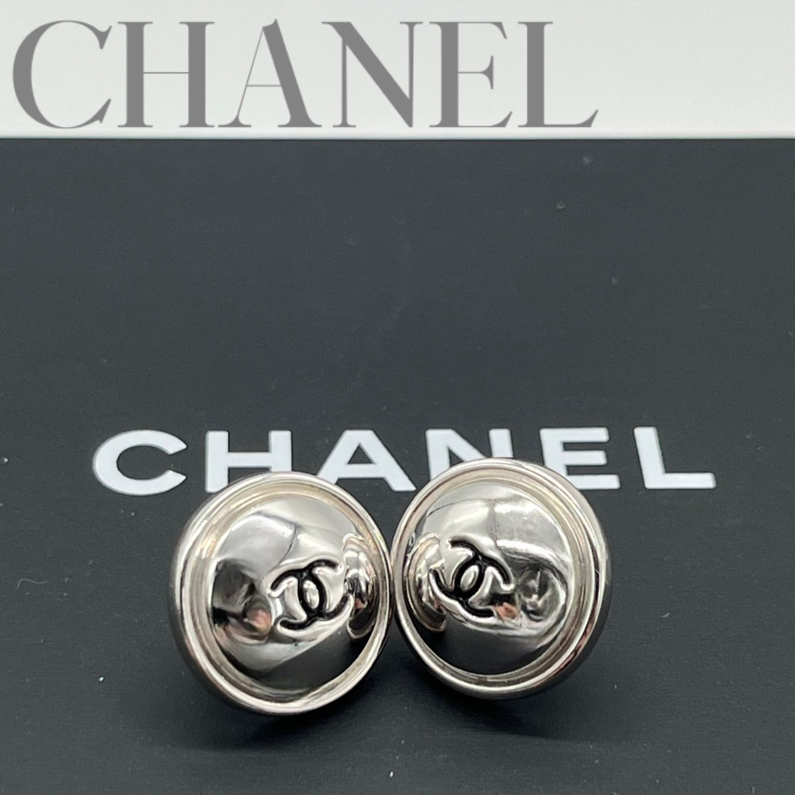 【極美品】CHANEL ピアス ココマーク シルバー ロゴプレートあり  99P1991年ヴィンテージ  シャネル