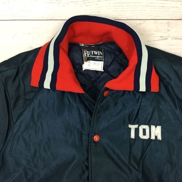 BUTWIN 80s vintage スタジャン L ネイビー バトウィン 80s 80年代 バトウィン アメリカ製 青 ブルー ナイロン