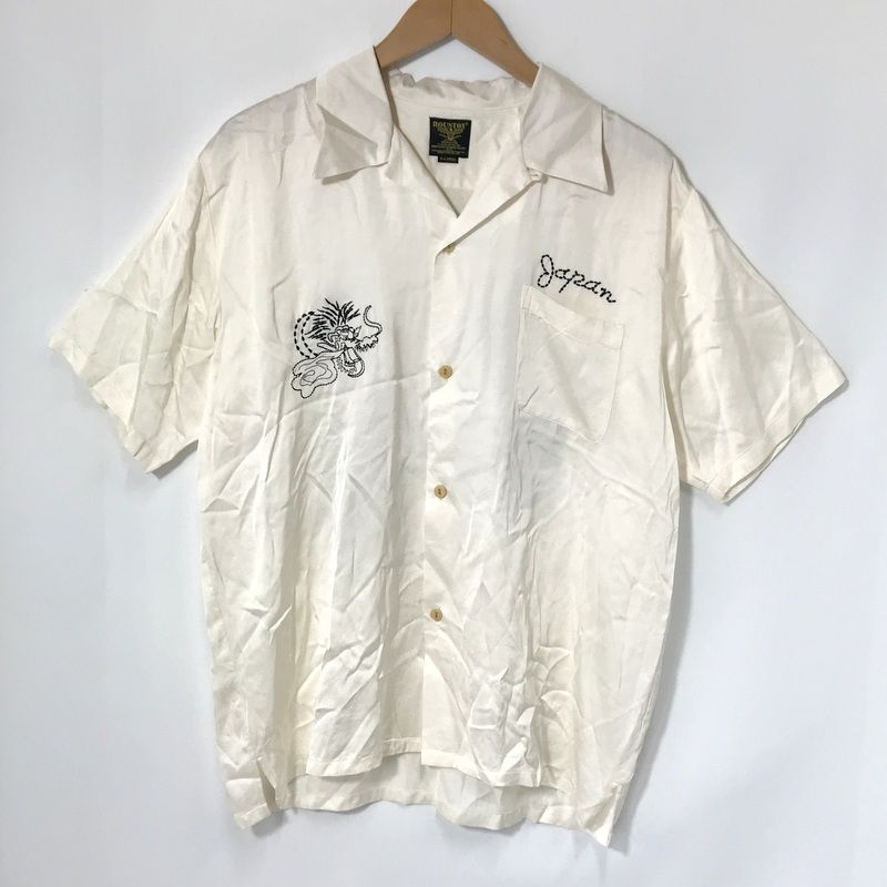 HOUSTON スーベニアシャツ 41047 オープン 半袖 開襟シャツ 刺繍 SOUVENIR SHIRT 古着 XLサイズ ヒューストン トップス A13685◆