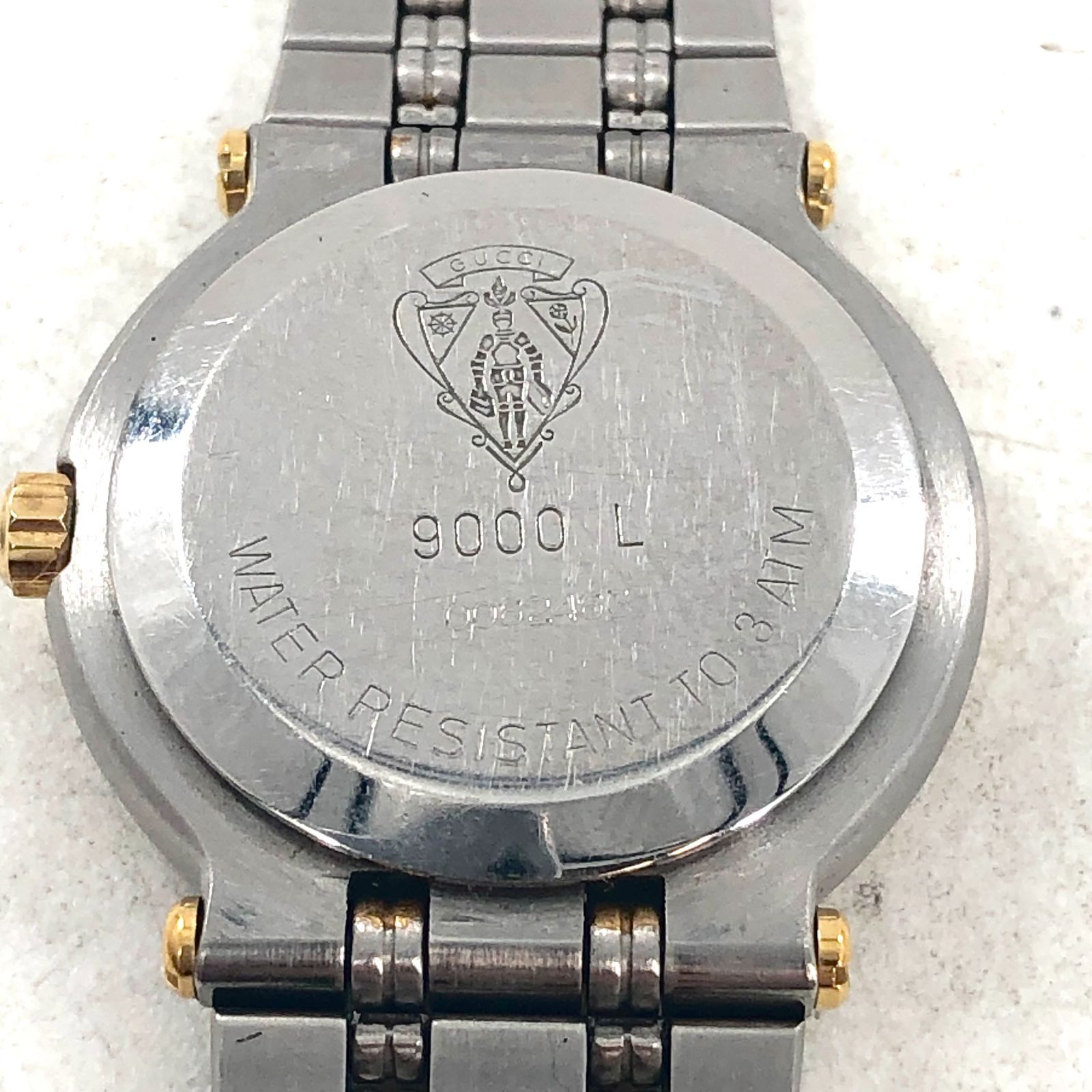GUCCI グッチ 9000L SS/QZ デイト ホワイト文字盤 ラウンドフェイス 
