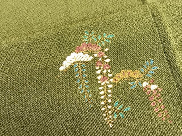 平和屋着物○女性 行灯袴 総刺繍 草花文 バーガンディー色 金銀糸 卒業  