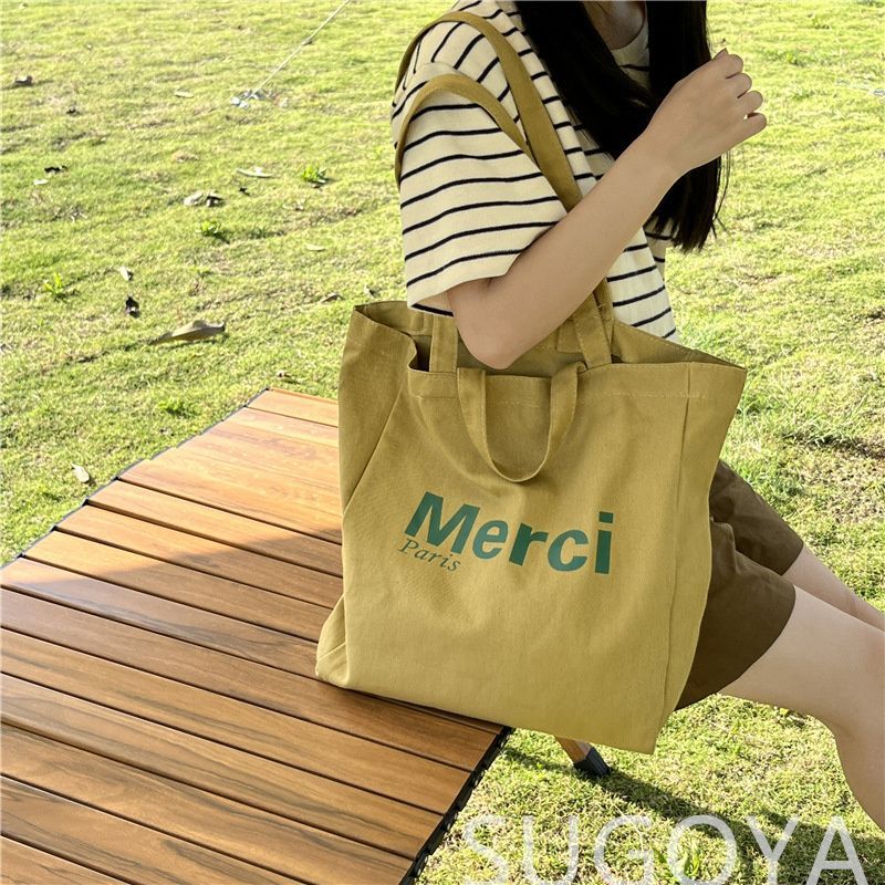 Merci paris メルシー トートバッグ tote bag 新品未使用 フランス 38*36*11 軽量 エコバッグ 買い物バッグ ショッピング バッグ 大容量 おしゃれ 日常用 土色 - メルカリ