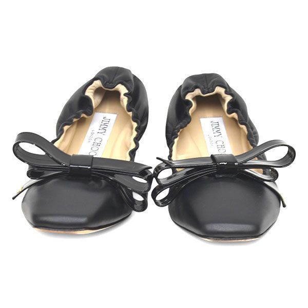 美品♪ジミーチュウ/ジミーチュー ADALEE スクエアトゥ ロゴリボン