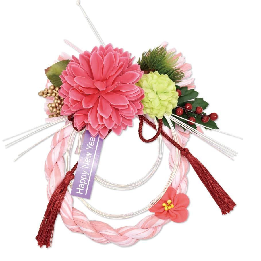 ポピー名古屋 造花 しめ縄 正月 正月飾り ピンク 玄関 新春 SN-01