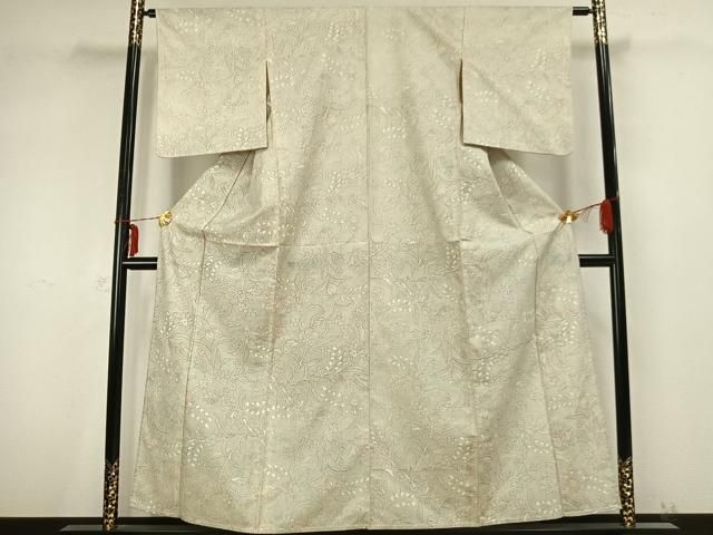 平和屋着物 上質な紬 単衣 草花文 正絹 AABB2214fy