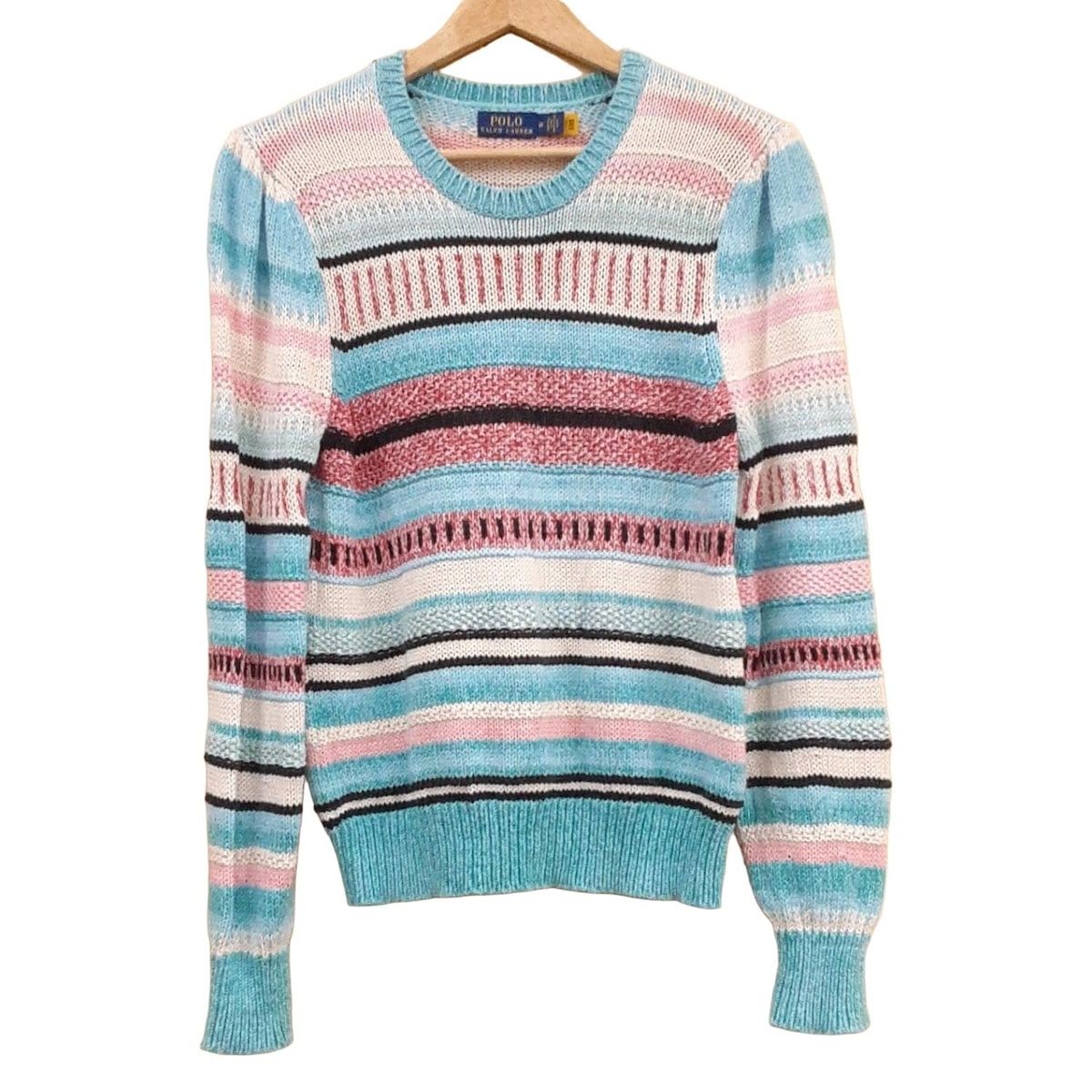 POLObyRalphLauren ポロラルフローレン 長袖セーター サイズM レディース - ライトブルー×ライトピンク×マルチ クルーネック