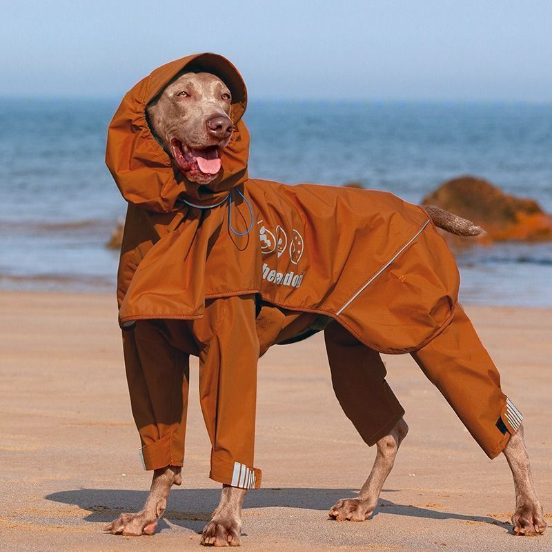 ブラウン 犬用 レインコート 雨具 マジックテープ フード付き 脱着簡単 ワンちゃんレインコート 服 犬 レインコート 完全防水 防雪 防風 通気 着脱簡単 梅雨対策 雪対策 犬カッパ ペット雨具 夜間反射 調節 四季通用 中型犬 大型犬