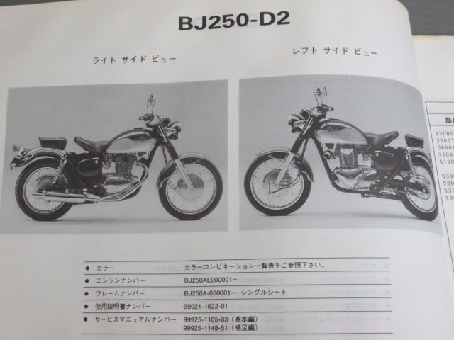 BJ250-D1 D2 ESTRELLA Custom エストレヤ カスタム カワサキ パーツ