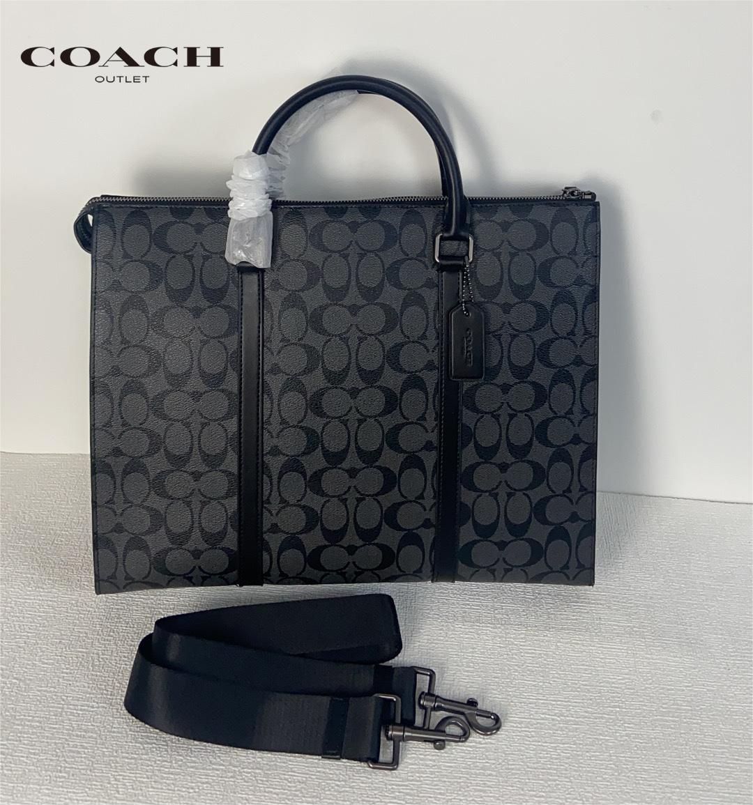 コーチ バッグ メンズ ビジネスバッグ 2WAY ショルダーバッグ アウトレット シグネチャー チャコール CE440QBCHR COACH A4対応  - メルカリ