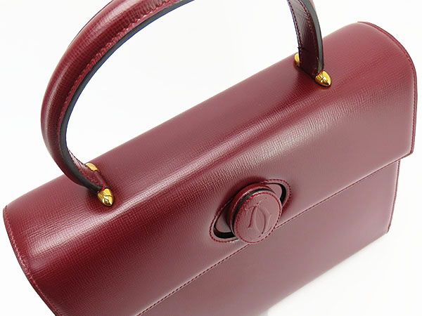 【新品同様】カルティエ　Cartier　マストライン　ターンロック　ハンドバッグ　トップハンドルバッグ　ボルドー　カーフレザー　L1000134