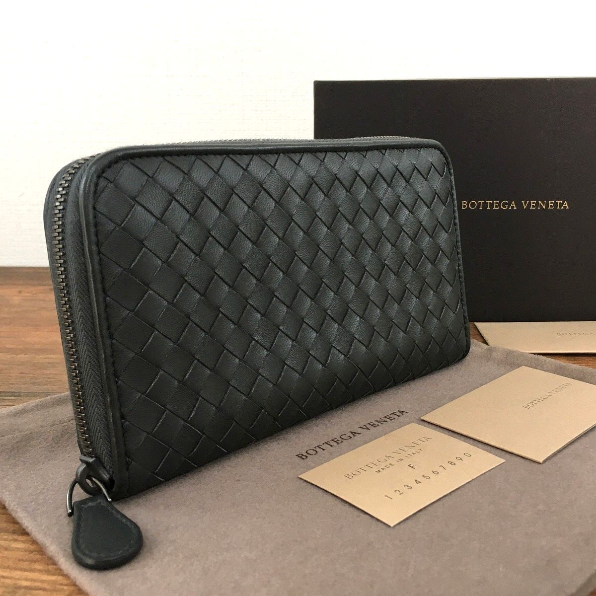 未使用品 BOTTEGA VENETA 長財布 ダークグレー 箱付き 165 新製品