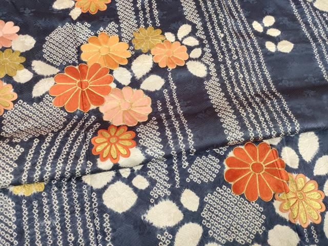 平和屋着物○豪華振袖 駒刺繍 絞り 舞花文 金彩 正絹 逸品 AABB4431ck 平和