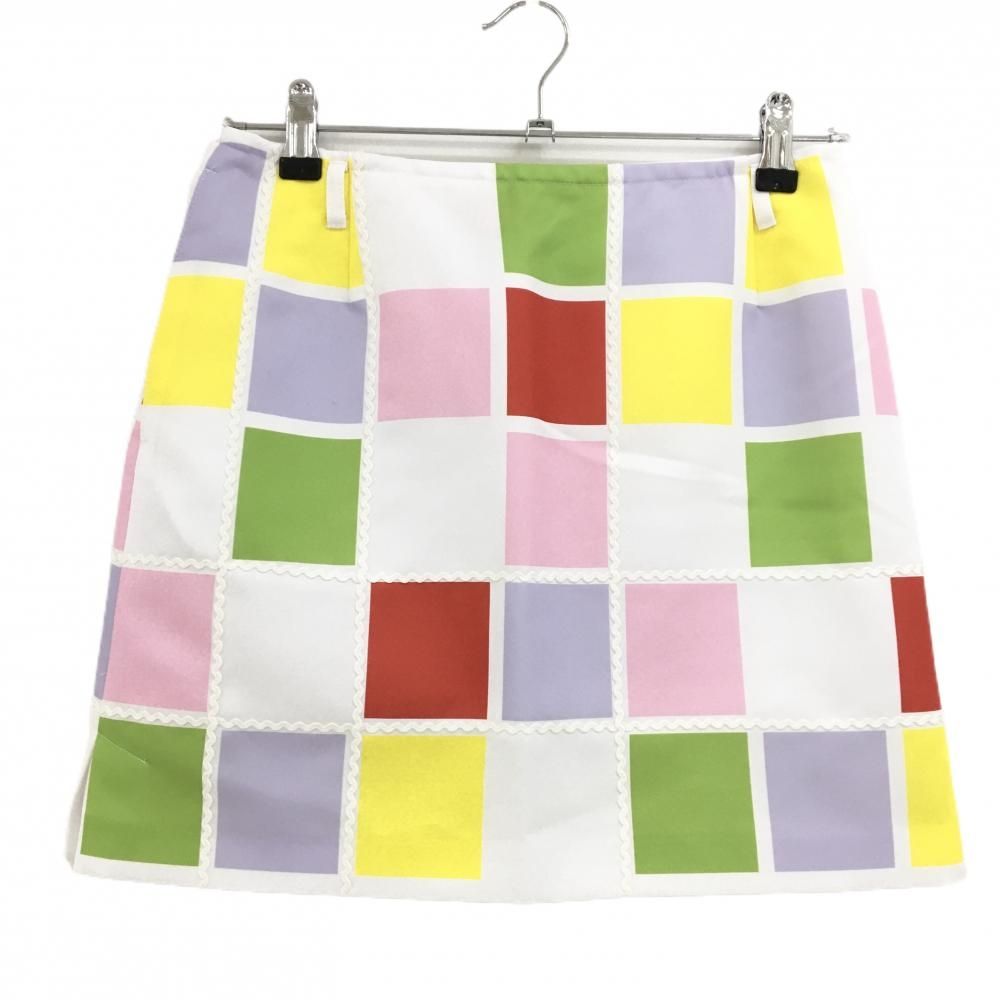 【新品・未使用・タグ付き】アルチビオ スカート サイズ38(M) 超美品】アルチビオ スカート 白×マルチ ブロック柄 裏地付