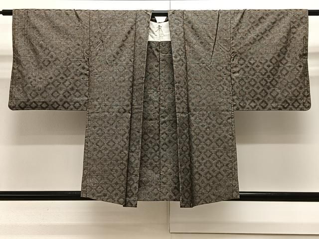 平和屋着物＃本場大島紬 羽織 単衣 幾何学文 正絹 CAAX7877ua
