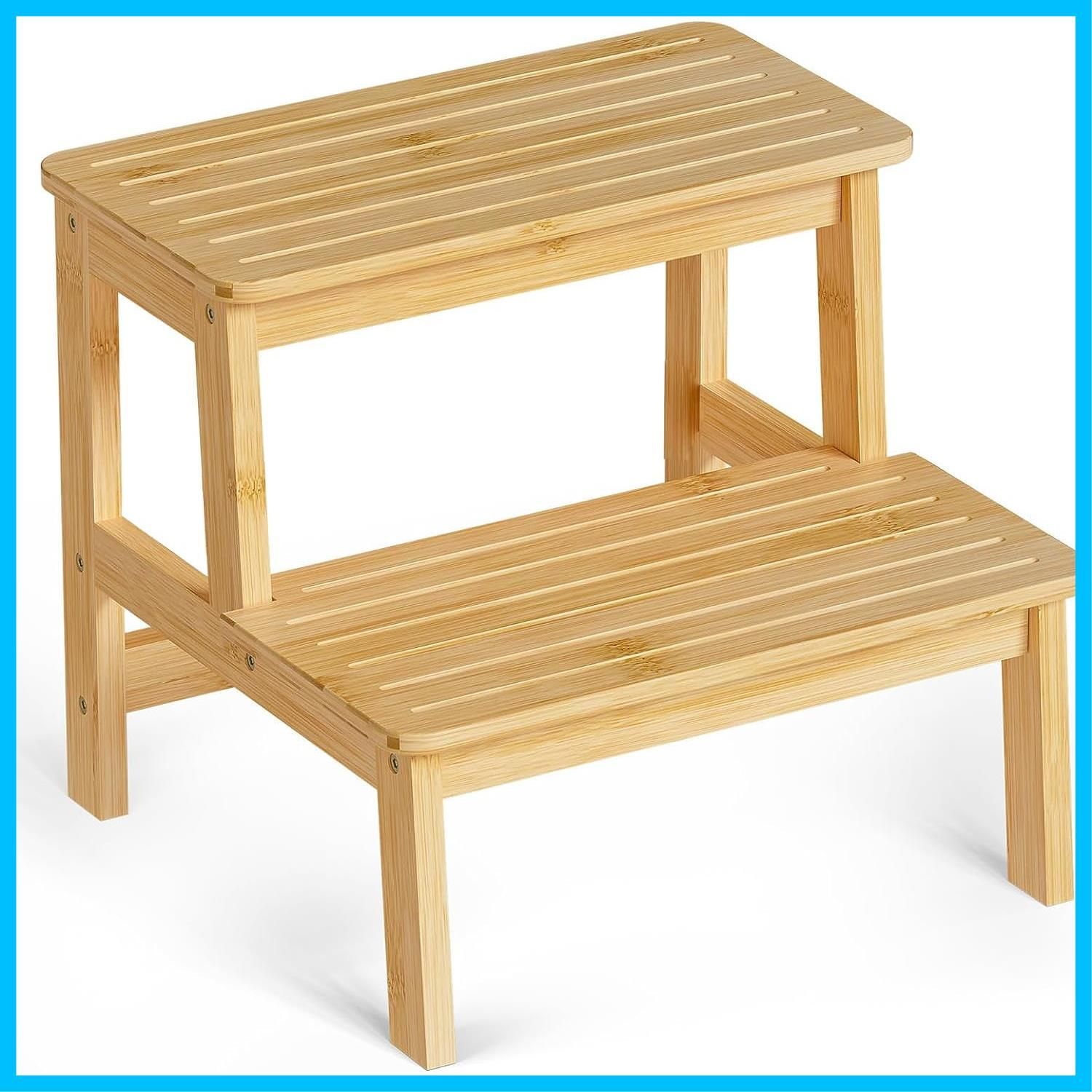 踏み台 脚立ステップ 2段 子供の Focieulo 踏み台 竹製 ステップチェア 玄関 トイレ 観葉植物 台 室内キッチン ペット用階段 環境に優しい 丈夫 安定性 竹色