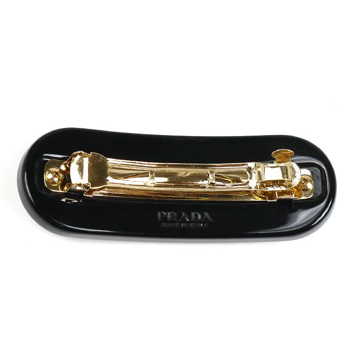 PRADAバレッタ PRADA プラダ プラスチック 真鍮 ロゴ プレックス ヘアクリップ