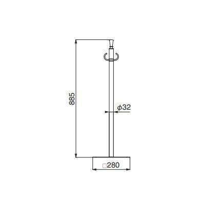シロクマ フロアパーティションポール クローム ヘアーライン FPP-0304