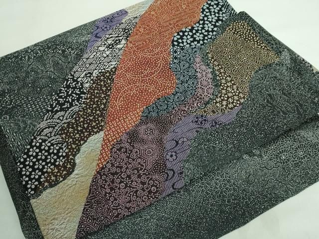 平和屋本店■極上　ワンタッチつけ帯　道長名物裂　黒地　やまと誂製　逸品　DZAA6333kh5 平和屋本店□極上 ワンタッチつけ帯 道長名物裂 黒地 やまと誂製 逸品