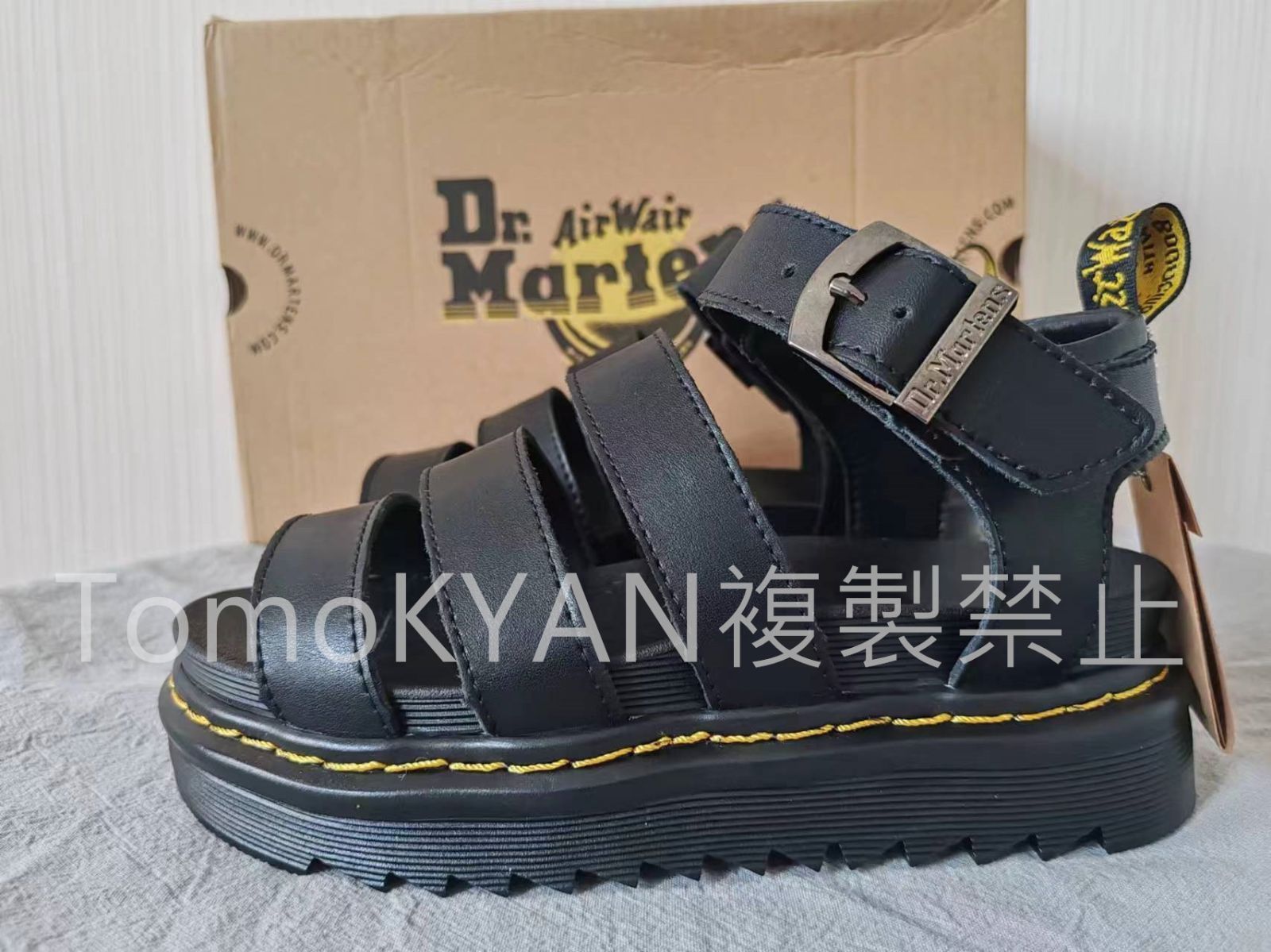 【DR.MARTENS 】 BLAIRE BLACK ドクターマーチン サンダル ブレアー クアッド レディース 厚底 レザー ラバー 軽量 ストラップ ストラップサンダル