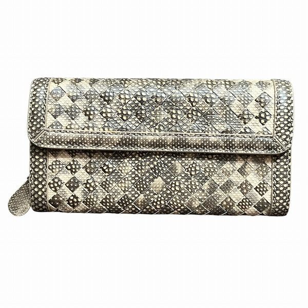 ボッテガ ヴェネタ イントレチャート パイソン 2つ折り財布 長財布 ユニセックス