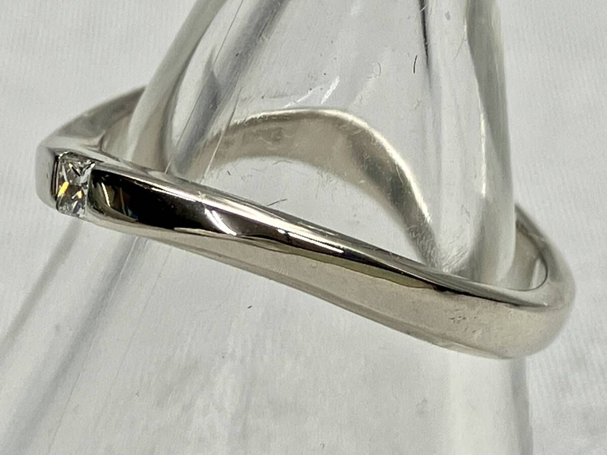 4℃ K18WG ダイヤ付リング 10号 3.0g H0.2×W0.2cm S字