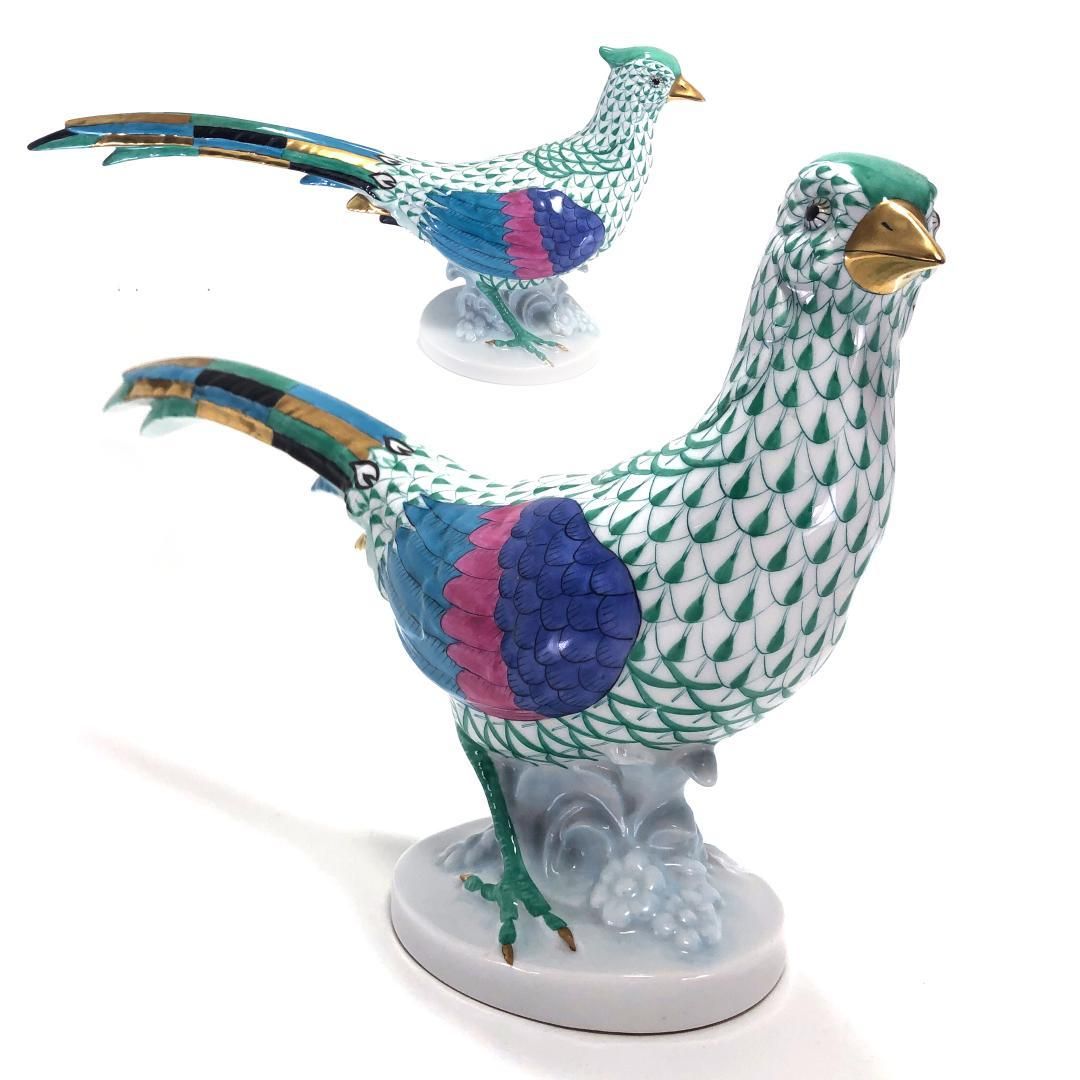 HEREND ヘレンド エカイユ グリーン 金彩 ピーコック 孔雀 フィギュリン 陶器 マルチ