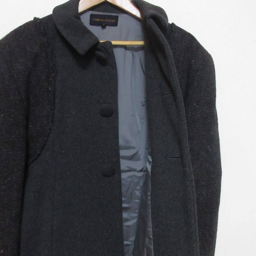 美品 COMME des GARCONS コムデギャルソン ドッキング ウール ステンカラーコート AD1993 サイズM グレー メンズ 古着 中古 USED 美品 COMME des GARCONS コムデギャルソン ドッキング ウール ステン